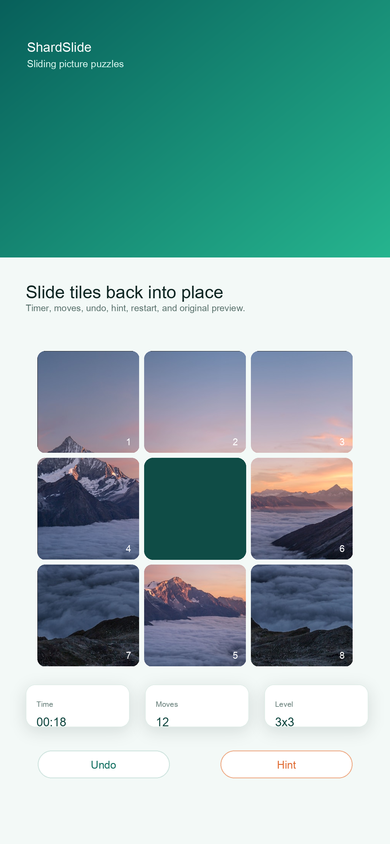 Puzzle board screen